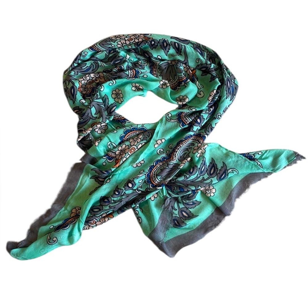 Vera Bradley Mint Green Paisley Floral‎ Scarf – Boho Chic – 68" x 27"